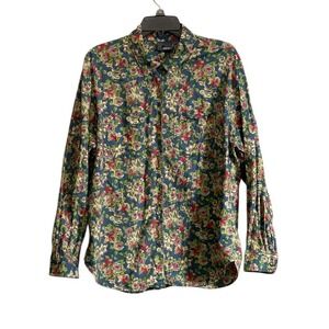 Vtg Liz Wear sz Large Floral Shirt Pearl Snap Western Boho Heritage Hippie